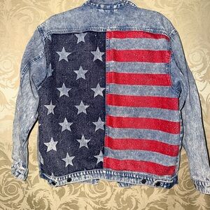 Divided Light Blue Acid Denim Jacket with flag